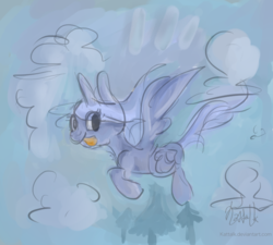 Size: 890x800 | Tagged: safe, artist:kattalk, princess luna, g4, female, filly, flying, sketchy, solo, tongue out, woona