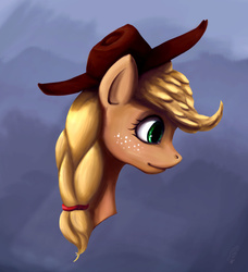 Size: 1209x1323 | Tagged: safe, artist:blurpaint, applejack, g4, braid, female, portrait, solo