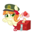 Size: 800x800 | Tagged: safe, artist:0biter, tag-a-long, earth pony, pony, g4, donation box, female, filly, filly guides, gingerbetes, grin, simple background, smiling, solo, transparent background, watermark