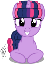Size: 3000x4265 | Tagged: safe, artist:mlp-scribbles, twilight sparkle, pony, unicorn, g4, look before you sleep, cute, female, hair curlers, hairstyle, looking at you, smiling, solo, twiabetes, unicorn twilight, vector