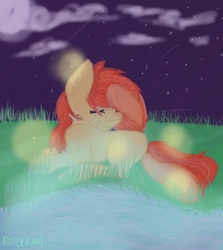 Size: 1373x1536 | Tagged: safe, artist:rotoalma, oc, oc only, oc:sand veil, cute, lens flare, night, solo