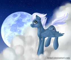 Size: 3700x3150 | Tagged: safe, artist:gree3, night glider, g4, cloud, female, high res, moon, night, solo