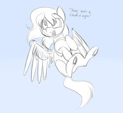Size: 1280x1183 | Tagged: safe, artist:estrill, oc, oc only, oc:nooby, pegasus, pony, monochrome, solo, song reference