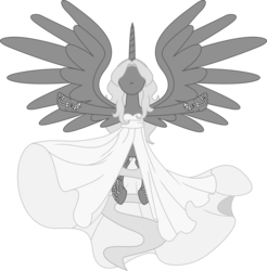Size: 5000x5082 | Tagged: safe, artist:princeofrage, alicorn, pony, absurd resolution, grey hair, monochrome, mortis ghost, no face, off, ponified, simple background, solo, transparent background, vader eloha