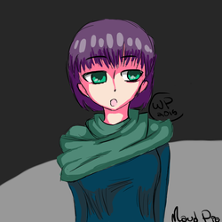 Size: 768x768 | Tagged: safe, artist:widget, maud pie, human, g4, anime, clothes, cute, female, humanized, i put too much time into this, krita, solo, sweater