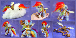 Size: 3444x1749 | Tagged: artist needed, safe, rainbow dash, g4, beep beep, cloud, goggles, irl, photo, plushie, solo, steampunk