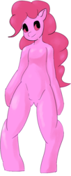Size: 482x1187 | Tagged: artist needed, safe, pinkie pie, earth pony, semi-anthro, g4, black sclera, featureless crotch, female, solo