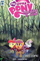 Size: 832x1280 | Tagged: safe, artist:tony fleecs, idw, apple bloom, scootaloo, sweetie belle, g4, spoiler:comic, spoiler:comic38, comic, cover, cutie mark crusaders, everfree forest, hot topic, scary