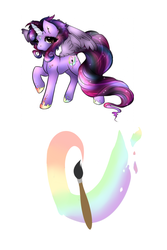 Size: 640x960 | Tagged: safe, artist:tawnysweet, oc, oc only, oc:dazzling talents, alicorn, pony, alicorn oc, cutie mark, paint, solo