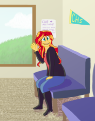 Size: 1024x1303 | Tagged: safe, artist:dietzombiebait, sunset shimmer, equestria girls, g4, female, solo, waving