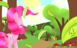 Size: 1680x1050 | Tagged: safe, artist:catopia26, pinkie pie, g4, female, leaves, mushroom, road, solo, tree