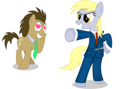 Size: 10000x7300 | Tagged: safe, artist:caliazian, derpy hooves, doctor whooves, time turner, earth pony, pony, g4, .ai available, absurd resolution, bipedal, blazer, clothes, cosplay, costume, doctor who, grin, heart eyes, necktie, shirt, simple background, sonic screwdriver, suit, tenth doctor, transparent background, underhoof, vector, wingding eyes
