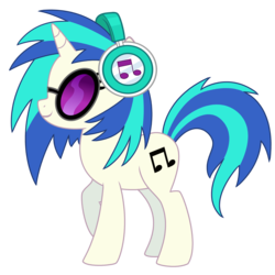 Size: 2500x2500 | Tagged: safe, artist:lostinthetrees, dj pon-3, vinyl scratch, pony, unicorn, g4, cutie mark, female, headphones, high res, hooves, horn, mare, simple background, smiling, solo, sunglasses, transparent background, vector
