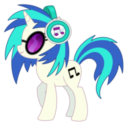 Size: 2500x2500 | Tagged: safe, artist:lostinthetrees, dj pon-3, vinyl scratch, pony, unicorn, g4, cutie mark, female, headphones, high res, hooves, horn, mare, simple background, smiling, solo, sunglasses, transparent background, vector, vinyl's glasses