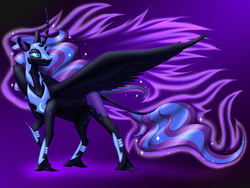 Size: 4000x3000 | Tagged: safe, artist:vasillium, oc, oc only, oc:nyx, alicorn, classical unicorn, pony, alicorn oc, horn, leonine tail, nightmare nyx, solo