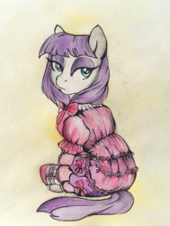 Size: 929x1228 | Tagged: safe, artist:buttersprinkle, maud pie, g4, clothes, cute, dress, female, solo, traditional art