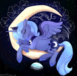 Size: 800x787 | Tagged: safe, artist:electriczebra, artist:equum_amici, princess luna, g4, animated, cinemagraph, crying, female, floating, moon, s1 luna, sad, solo, tangible heavenly object