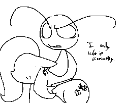 Size: 774x633 | Tagged: safe, artist:weaver, fluttershy, human, g4, blatant lies, dialogue, epic fail guy, eyebrows, gif, horseback ride, irony, lineart, mane petting, monochrome, non-animated gif, riding, simple background, smiling, stick figure, white background