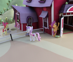 Size: 1025x878 | Tagged: safe, artist:eurocoin, apple bloom, scootaloo, sweetie belle, g4, 3d, cutie mark, cutie mark crusaders, easter, easter egg, the cmc's cutie marks