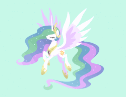 Size: 1100x850 | Tagged: safe, artist:equum_amici, artist:hexfloog, princess celestia, animated, cinemagraph, eyes closed, female, flying, lineless, simple background, solo
