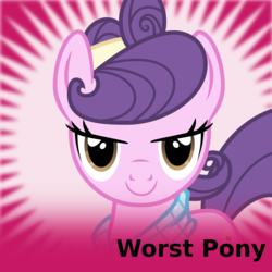 Size: 1024x1024 | Tagged: safe, artist:cheezedoodle96, suri polomare, pony, derpibooru, g4, c:, female, lidded eyes, looking at you, mare, meta, smirk, solo, spoilered image joke, vector, worst pony