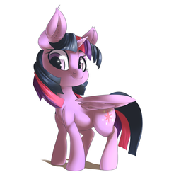 Size: 2784x2912 | Tagged: safe, artist:sourspot, twilight sparkle, alicorn, pony, g4, female, high res, looking at you, mare, simple background, solo, spread wings, standing, three quarter view, turned head, twilight sparkle (alicorn), white background, wings
