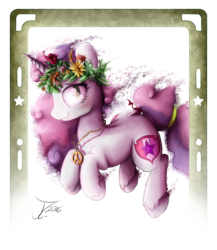 Size: 1943x2243 | Tagged: safe, artist:jamescorck, artist:woonasart, sweetie belle, g4, collaboration, colored, cutie mark crusaders, female, floral head wreath, flower, hippie, rose, solo