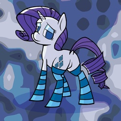Size: 768x768 | Tagged: safe, artist:nessyixx, rarity, pony, unicorn, g4, butt, clothes, dock, featureless crotch, female, looking at you, plot, socks, solo, striped socks