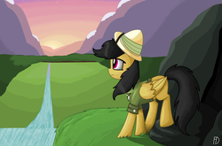 Size: 3376x2232 | Tagged: safe, artist:fluttersdreams, daring do, g4, female, high res, river, solo, sunset, younger