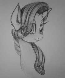 Size: 1287x1536 | Tagged: safe, artist:fluttersdreams, rarity, g4, female, monochrome, portrait, solo, traditional art