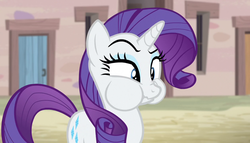 Size: 1258x720 | Tagged: safe, screencap, rarity, pony, unicorn, g4, the cutie map, disgusted, female, mare, puffy cheeks, raised eyebrow, scrunchy face, solo