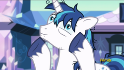 Size: 1920x1080 | Tagged: safe, screencap, shining armor, g4, the crystalling, cracked armor, discovery family logo, it runs in the family, sleep deprivation