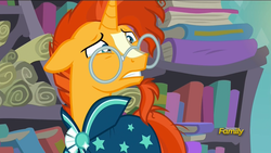 Size: 1920x1080 | Tagged: safe, screencap, sunburst, pony, unicorn, g4, the crystalling, cloak, clothes, discovery family logo, glasses, male, solo, stallion, sunburst's cloak, sunburst's glasses