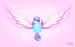 Size: 2560x1600 | Tagged: safe, artist:mysticalpha, princess flurry heart, pony, g4, the crystalling, baby, baby alicorn, baby blanket, baby flurry heart, baby pony, blanket, blanket burrito, bundled in warmth, cute, cute baby, daaaaaaaaaaaw, eyes closed, female, flurrybetes, impossibly large wings, infant, infant flurry heart, newborn, newborn foal, sleeping, sleeping baby, solo, spread wings, swaddled, swaddled baby, weapons-grade cute, wrapped snugly