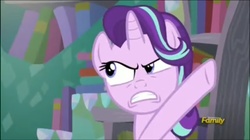 Size: 2048x1147 | Tagged: safe, screencap, starlight glimmer, g4, the crystalling, angry, discovery family logo