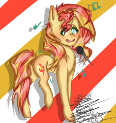 Size: 5100x5400 | Tagged: safe, artist:alpacakeeptheh8saway, sunset shimmer, pony, unicorn, g4, absurd resolution, backwards cutie mark, chest fluff, female, microphone, singing, solo