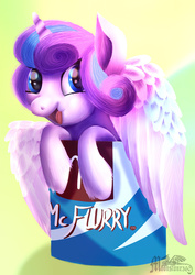 Size: 1024x1448 | Tagged: dead source, safe, artist:moonstone360, princess flurry heart, the crystalling, female, mcdonald's, mcflurry, princess mcflurry, solo
