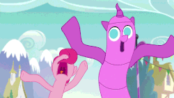 Size: 1280x720 | Tagged: safe, screencap, pinkie pie, earth pony, pony, g4, season 5, the one where pinkie pie knows, airdancer, animated, d:, female, flailing, frown, gif, noodle arms, nose in the air, open mouth, perfect loop, photoshop, ponk, screaming, smiling, solo, the eyes, tongue out, uvula, volumetric mouth, wacky waving inflatable tube pony