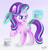 Size: 2397x2502 | Tagged: safe, artist:imoshie, rarity, starlight glimmer, pony, unicorn, g4, brush, cute, disguise, female, glimmerbetes, glowing horn, hairbrush, high res, horn, magic, mare, paint, paint on fur, rarity's cutie mark, solo, telekinesis, tongue out