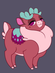 Size: 1112x1464 | Tagged: safe, pomfy, deer, reindeer, them's fightin' herds, beauty mark, community related, extra thicc, fat, female, solo