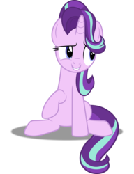 Size: 3073x4000 | Tagged: safe, artist:dashiesparkle, starlight glimmer, pony, unicorn, g4, the crystalling, .svg available, female, full body, high res, mare, ponyscape, raised eyebrow, raised hoof, simple background, sitting, solo, transparent background, vector