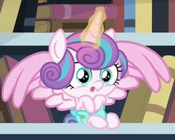 Size: 927x744 | Tagged: safe, screencap, princess flurry heart, g4, the crystalling, baby, cloth diaper, cute, derpface, diaper, faic, female, flurrybetes, looking at you, magic, safety pin, silly face, solo, tongue out, weapons-grade cute