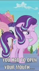 Size: 409x750 | Tagged: safe, screencap, starlight glimmer, g4, the crystalling, facehoof, image macro, meme, reaction image