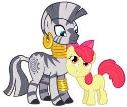 Size: 8300x7000 | Tagged: safe, artist:tardifice, apple bloom, zecora, zebra, g4, the cutie pox, absurd resolution, simple background, transparent background, vector
