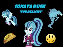 Size: 960x720 | Tagged: safe, sonata dusk, siren, equestria girls, g4, my little pony equestria girls: rainbow rocks, food, ponified, smiley face, taco