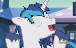 Size: 1232x785 | Tagged: safe, screencap, shining armor, g4, the crystalling, cracked armor, discovery family logo, rolling, sleep deprivation