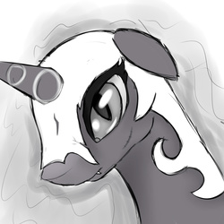 Size: 1000x1000 | Tagged: safe, artist:chapaevv, nightmare moon, g4, female, monochrome, solo