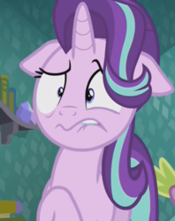Size: 573x724 | Tagged: safe, screencap, starlight glimmer, g4, the crystalling, disgusted, floppy ears, lip bite