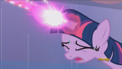 Size: 1440x810 | Tagged: safe, screencap, twilight sparkle, alicorn, pony, g4, the crystalling, discovery family logo, female, magic, magic blast, mare, out of context, sweat, twilight sparkle (alicorn)