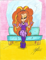 Size: 5100x6600 | Tagged: safe, artist:artponymdp, adagio dazzle, equestria girls, g4, absurd resolution, couch, female, sitting, solo, traditional art